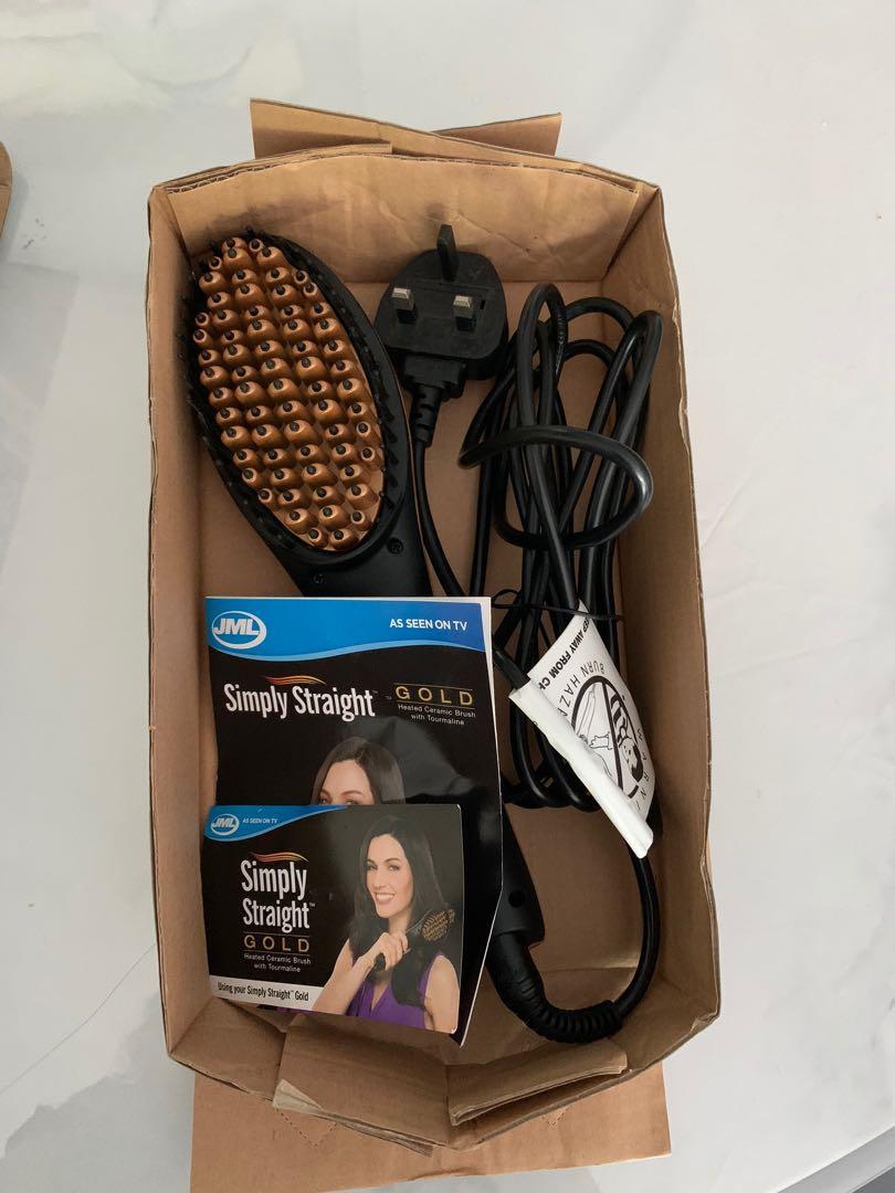 JML Simply Straight Gold Heated Ceramic Brush with Tourmaline Beauty Personal Care Hair on Carousell