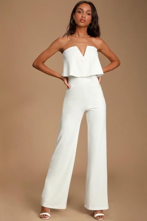 Lulus White Strapless Jumpsuit Women s Fashion Dresses Sets