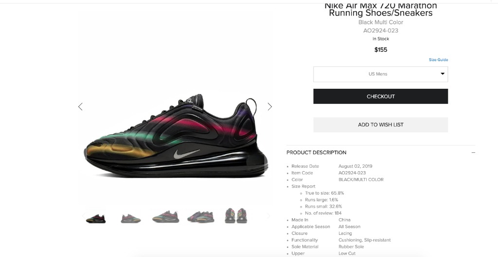 Nike Airmax 720 black multi with box 9.5 US 8.5 UK Men s Fashion