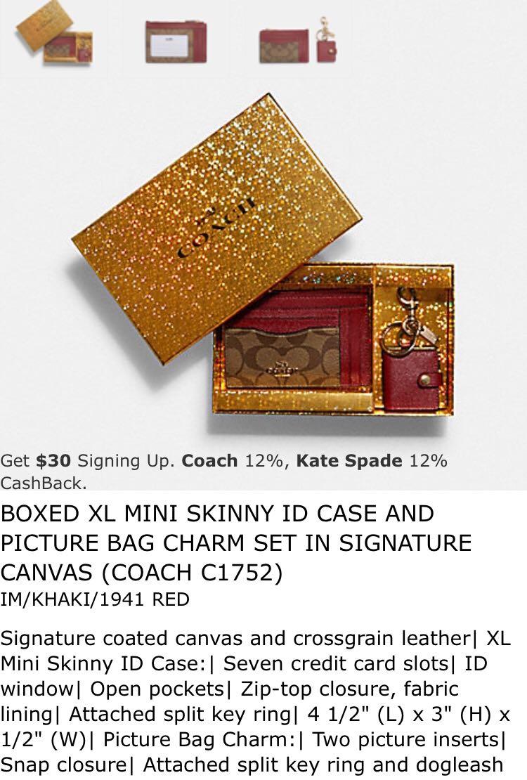 Boxed xl mini skinny id case and hotsell picture bag charm set in signature canvas
