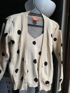Polka Dot Cardigan + Singlet Set