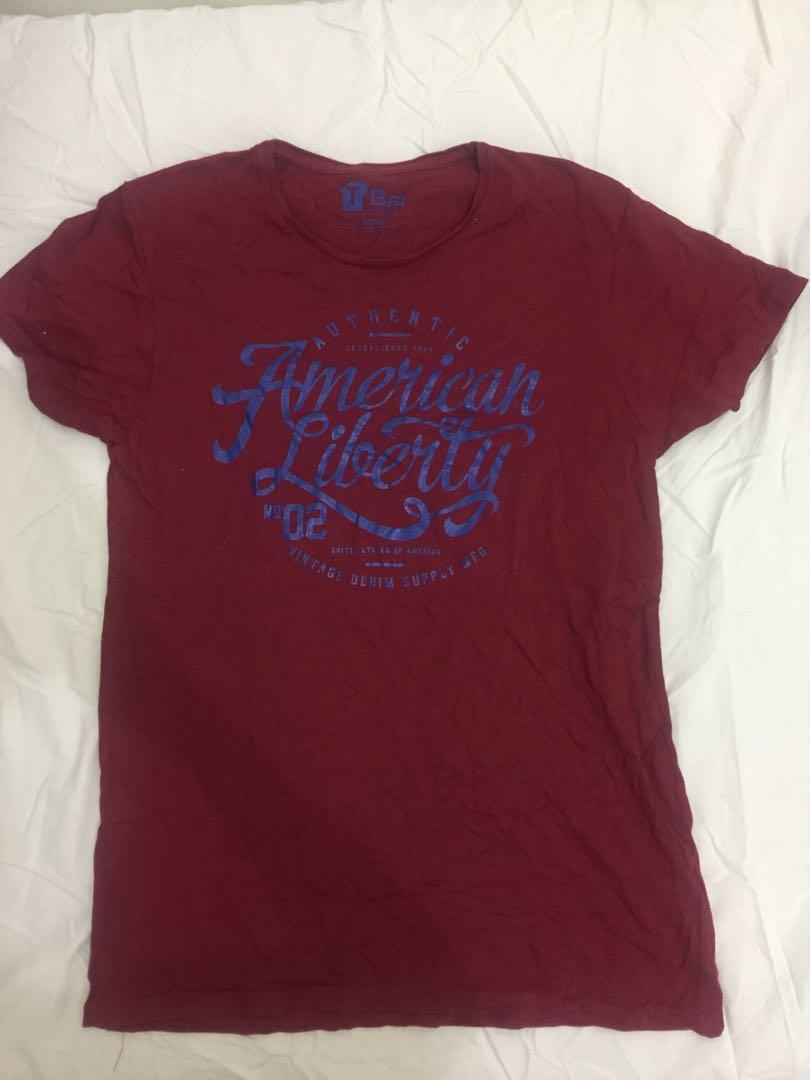 Red Cotton On t-shirt (Category: Tshirts & Polo Shirts ) located in Quezon City. Submitted by katrinaf__ (Listing ID 1091674111, Image 1). Description: Still in good condition. Men’s shirt which I wore as a boyfriend shirt. Printed text really has a “cracked” style, not a defect. RFS: decluttering.