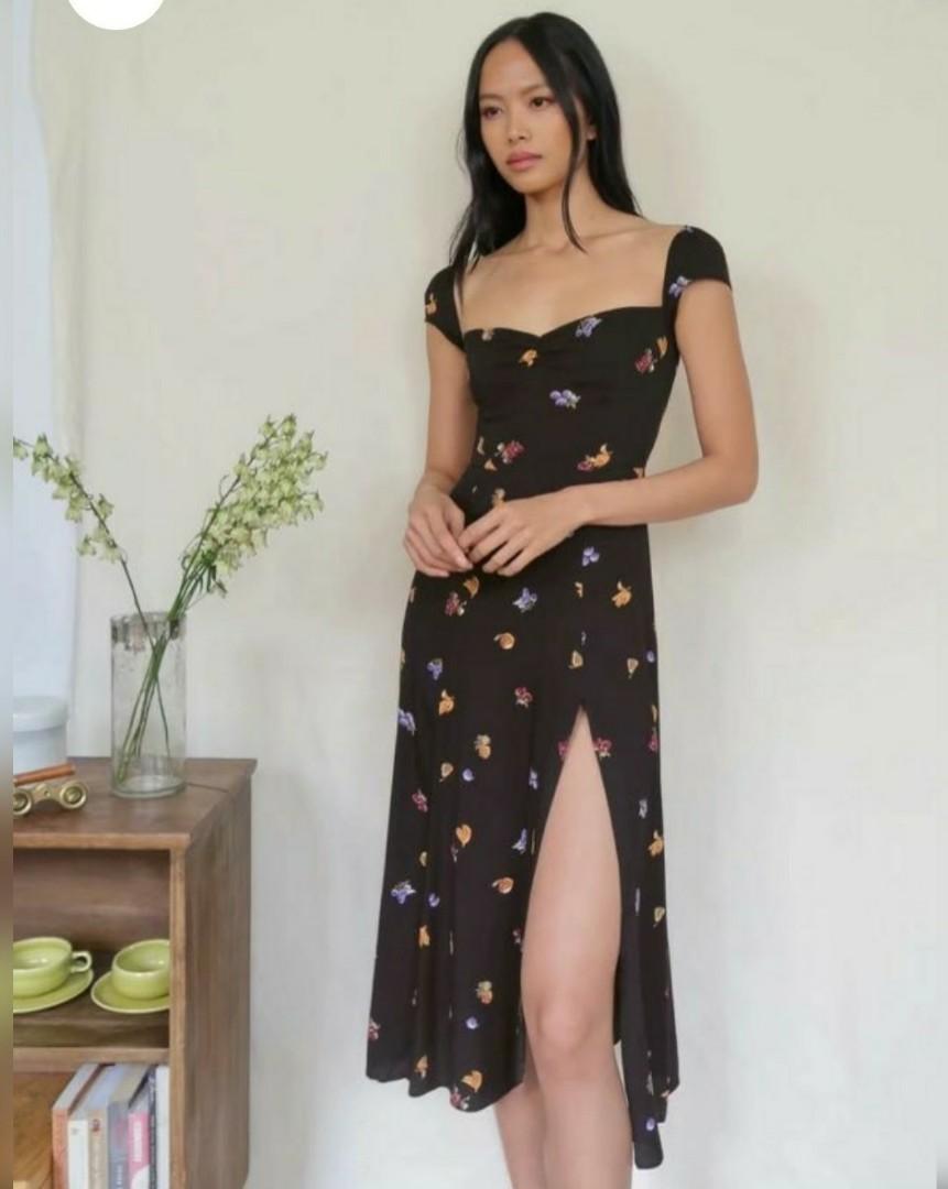 side slit midi dress fruit bowl 