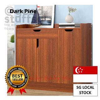 [SG FREE 🚚] 2/3 Door Solid Wood Modern Shoe Cabinet Rack