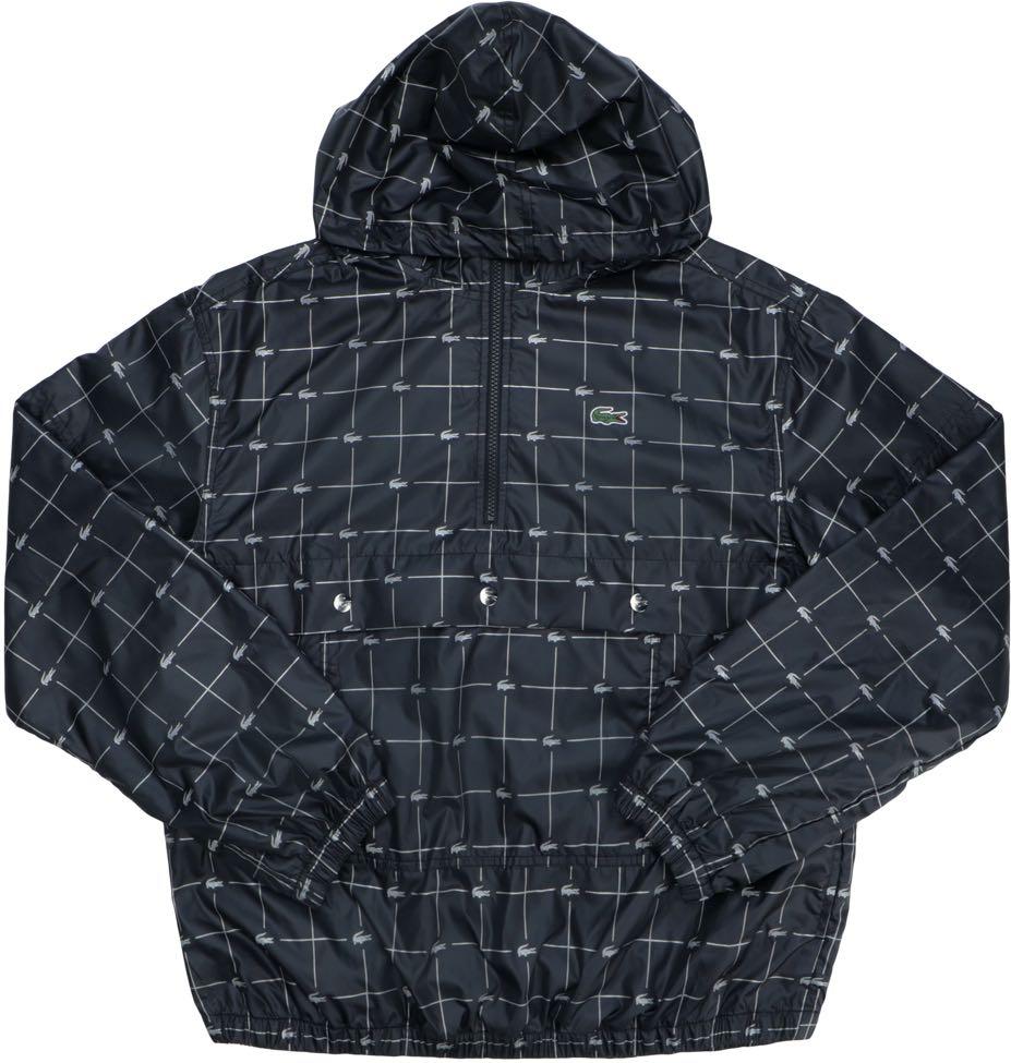 Supreme lacoste reflective grid nylon anorak black top