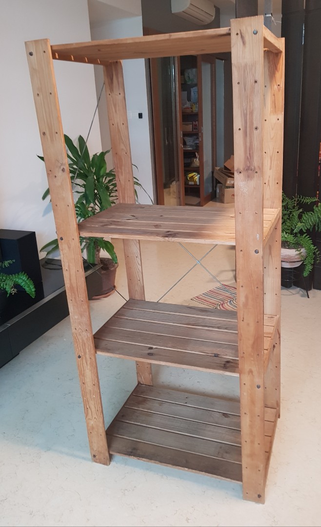 Tall Wooden Shelving Unit, Furniture & Home Living, Furniture, Shelves