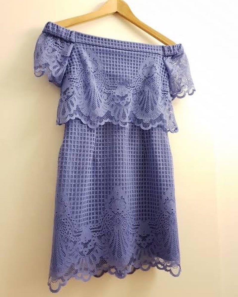 TOPSHOP Beautiful Purple Lilac Lace off shoulder cocktail dress