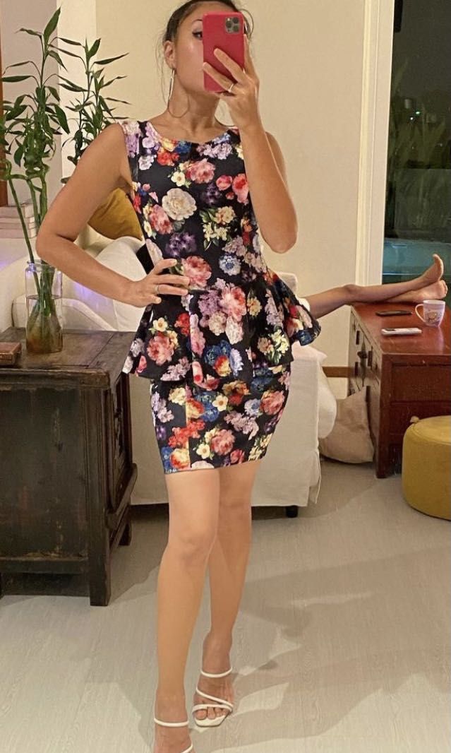 Floral peplum dress clearance
