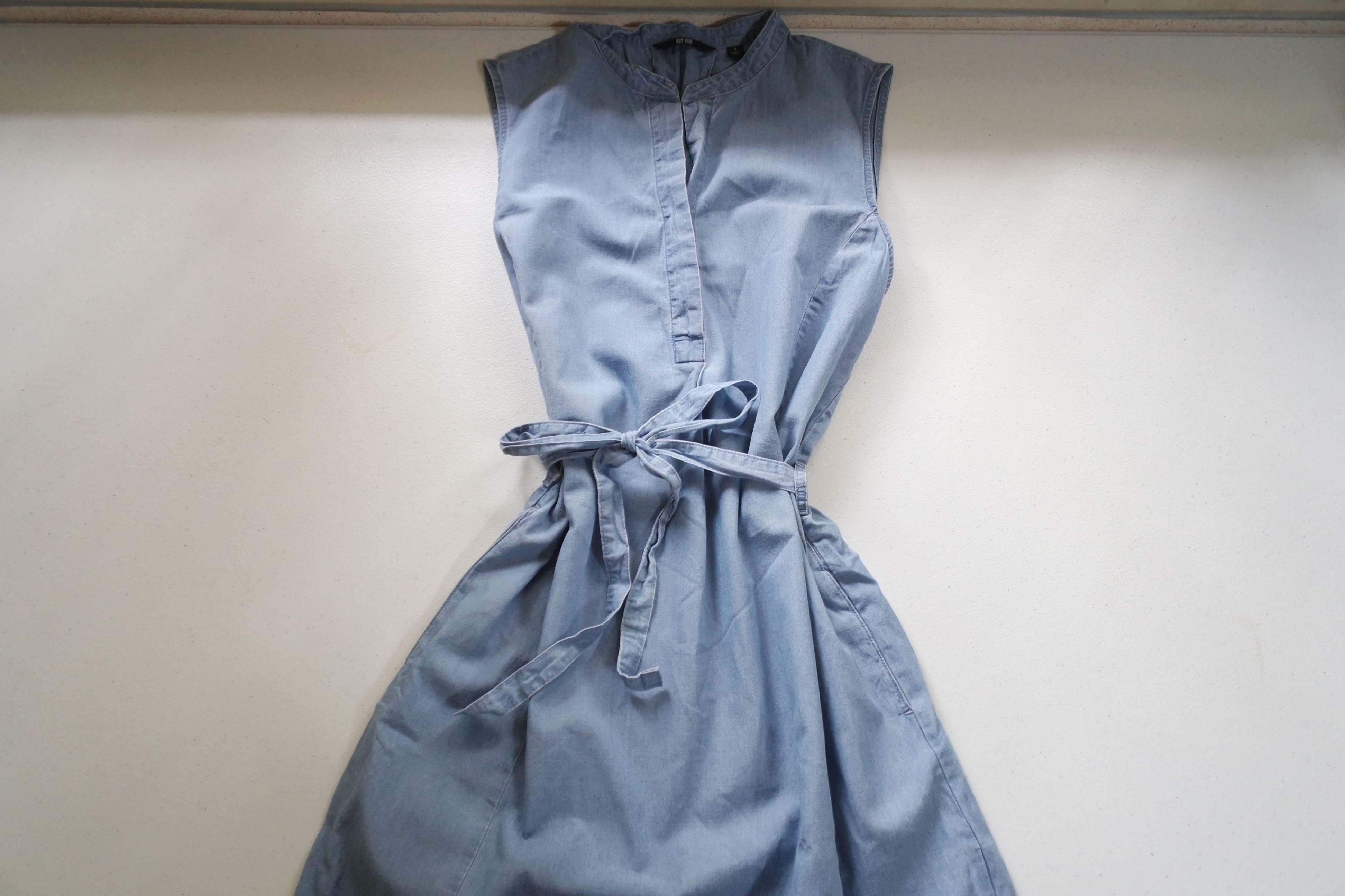 Uniqlo Light Denim Dress (Category: Evening dresses & gowns) located in Baguio. Submitted by periwinkled (Listing ID 1091597761, Image 1). Description: Only used once In good condition Size Small Shopee checkout may be requested.