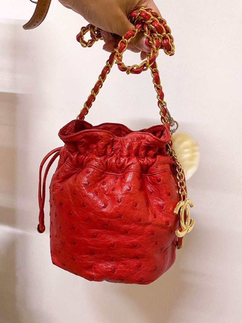 Vintage Chanel Ostrich Mini Bucket bag Luxury Bags Wallets on