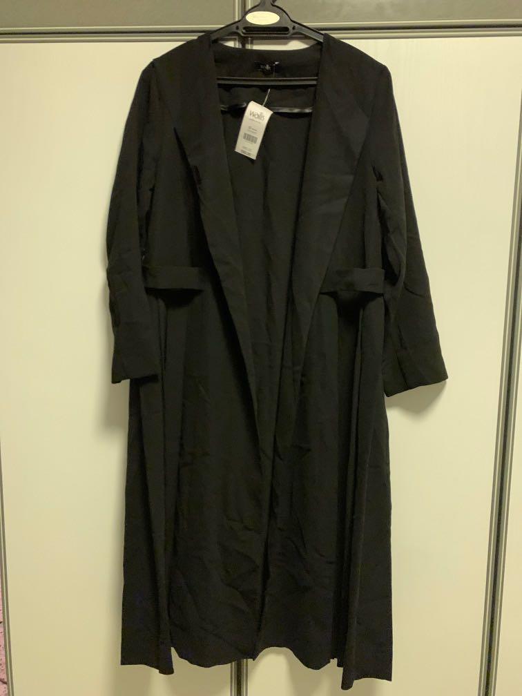 Wallis Longline Trench Blazer Modest Pleated Black U.K. 12