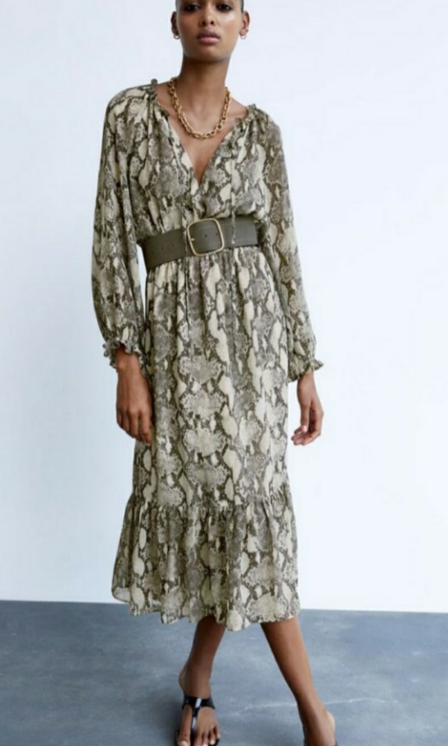 Zara animal print dress, Fesyen Wanita 