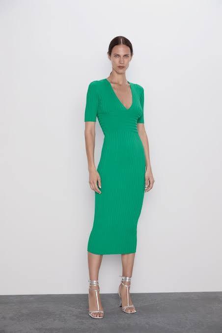 Zara green dress, Women's Fashion 