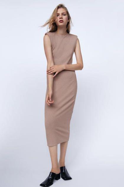 Dress with shoulder pads zara discount