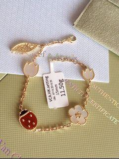 18K HK setting VCA lucky spring ladybug bracelet with serial