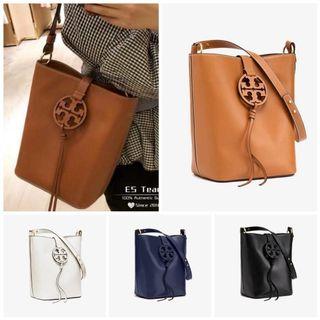 Tory Burch Aged Camello Mix T Monogram Mini Bucket Bag In