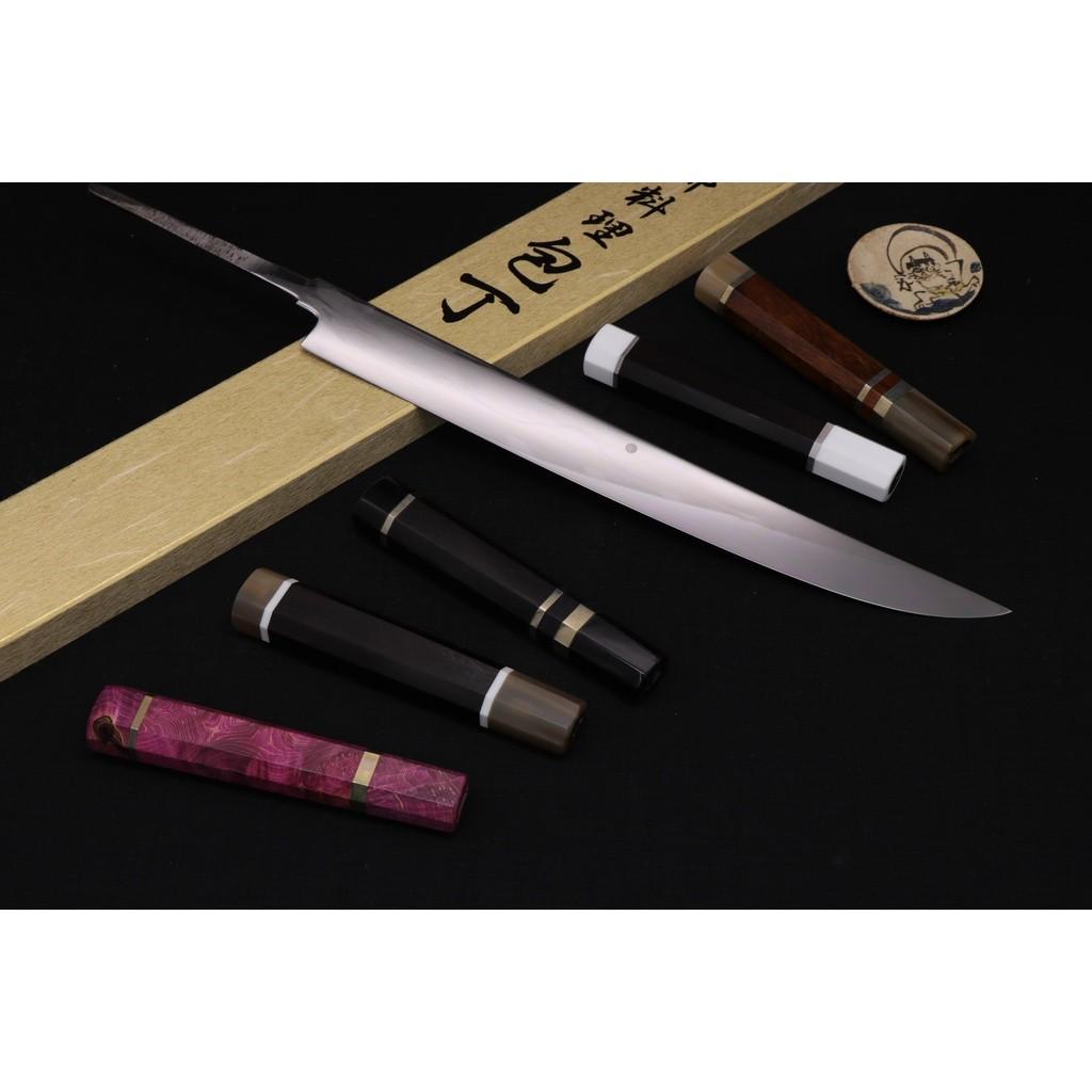 富士山 満月 池田美和 水本焼(白一鋼) 切付柳刃300mm 黒檀水牛柄