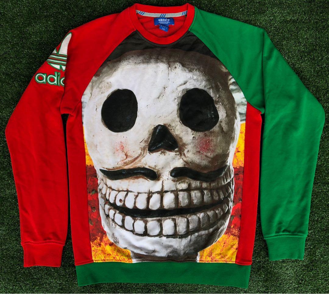 Adidas Day of The Dead Crew (DayDead) Sweatshirt, Men's Fashion, Tops u0026  Sets, Tshirts u0026 Polo Shirts on Carousell