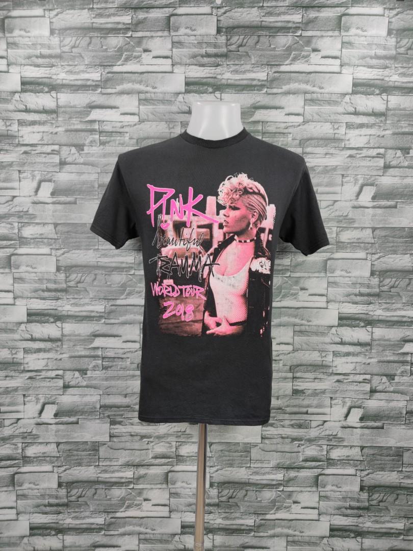 American Singer Pink 2018 Beautiful Trauma World Tour Concert Black Shirt, Men's Tops Sets, Tshirts & Polo Shirts on Carousell