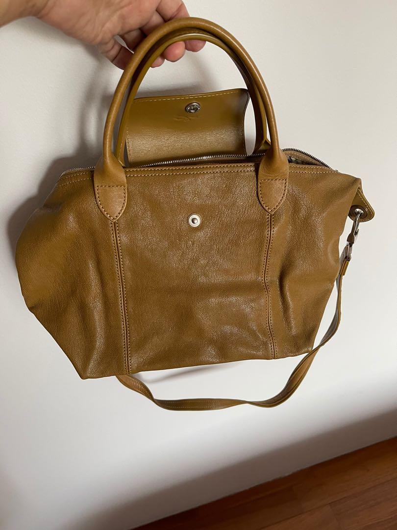 Authentic Longchamp Bag Le Pliage Cuir Leather in Honey Mustard