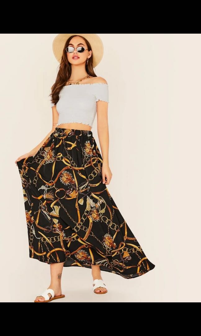 Chain print on sale maxi skirt