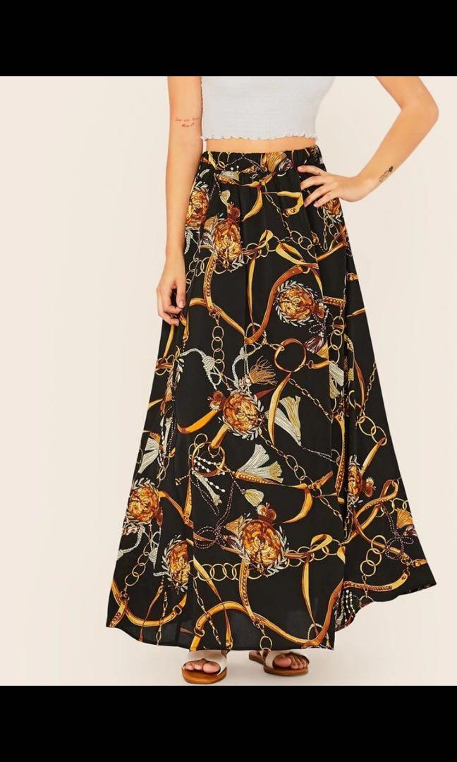 Chain print maxi skirt hotsell