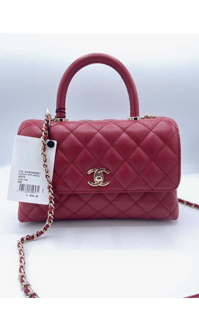 Chanel Small Coco Handle 21A Dark Pink, Luxury, Bags & Wallets on Carousell