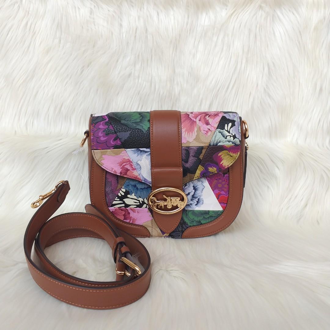Georgie saddle bag with online patchwork kaffe fassett print