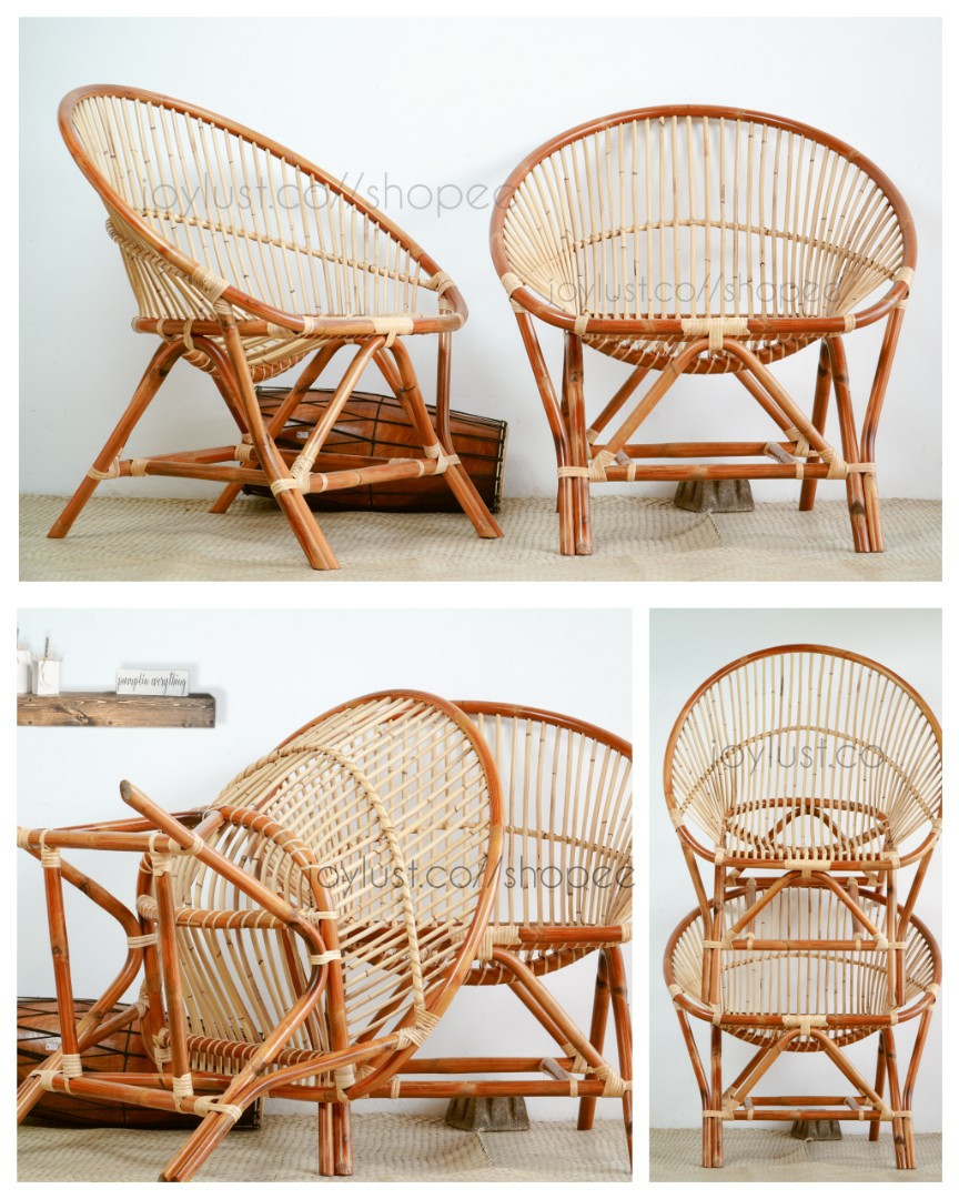 Extra large Polished Rattan chair office hotel bedroom