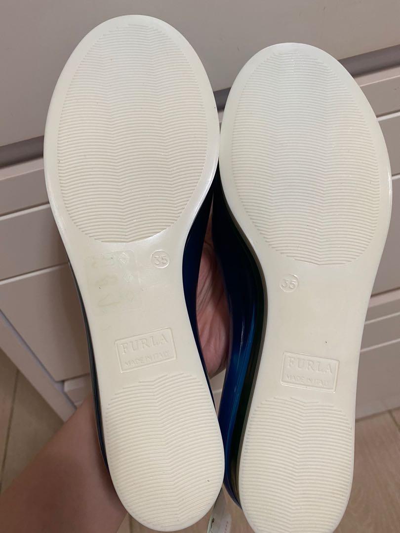 Furla rain shoes flat 藍色平底鞋, 女裝, 鞋, 平底鞋- Carousell