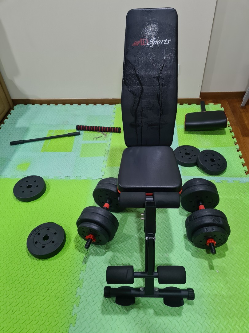 Home gym w bench, Sports Equipment, Exercise & Fitness, Weights