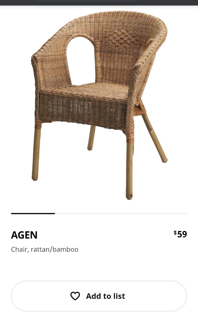 Ikea Agen Rattan Chair Furniture Home Living Furniture Chairs on Carousell