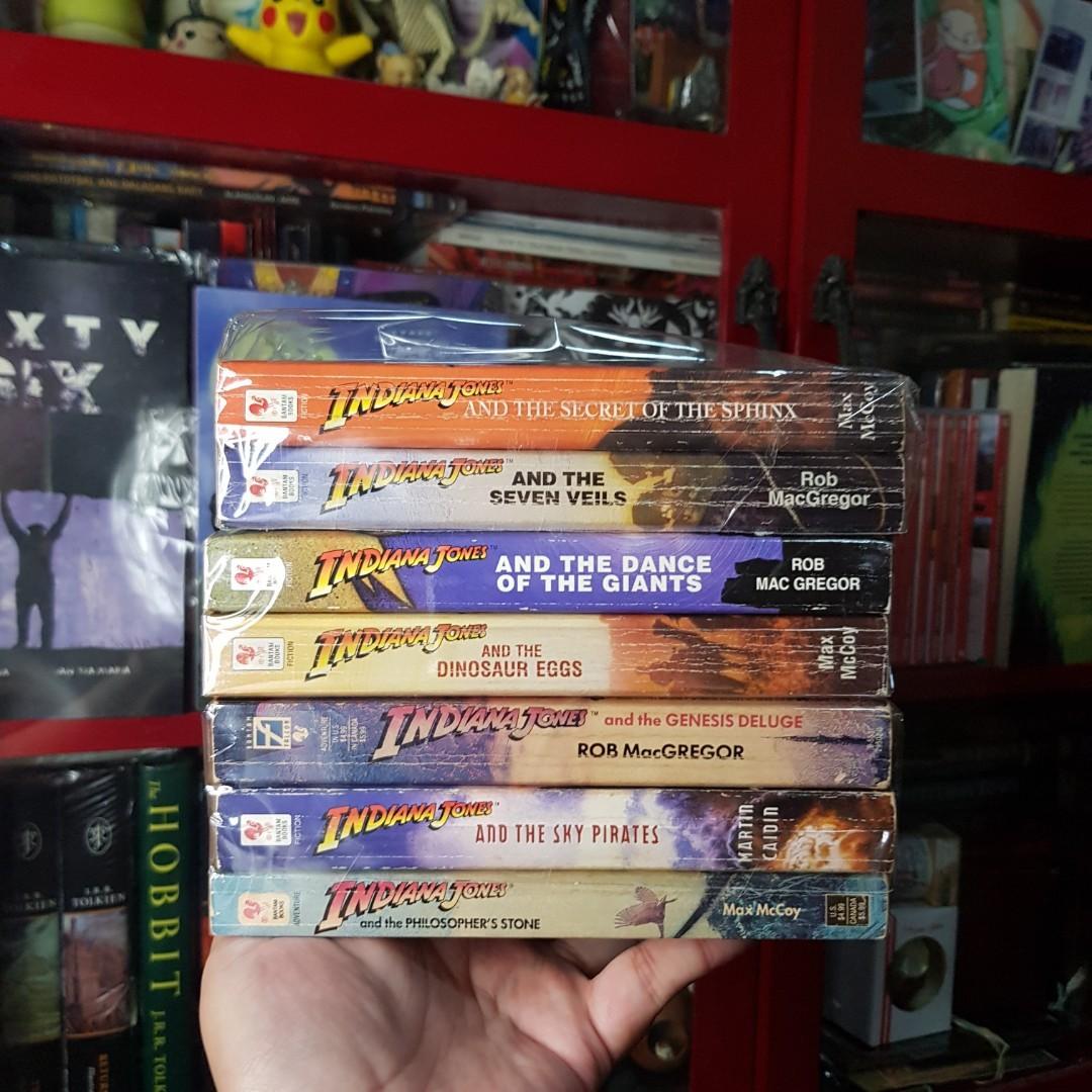 Indiana Jones Book Set (7 Books) (Category: Storybooks) located in Quezon City. Submitted by aklathiraya (Listing ID 1095447664, Image 1). Description: Indiana Jones Book Set The Secret of the Sphinx (Max McCoy) Seven Veils (Rob MacGregor) Dance of the Giants (Rob MacGregor) Dinosaur Egg (Max McCoy) Genesis Deluge (Rob MacGregor) Sky Pirates (Martin Caidin) Philosopher's Stone (Max McCoy) Mass Market Paperback in Good Condition Payment Thru GCash