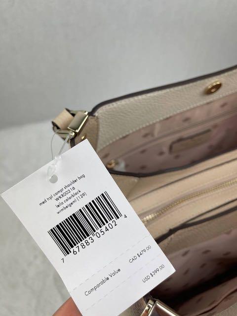 Kate Spade Leila Medium Triple Comp Shoulder Bag In Warmbeige Multi,  Luxury, Bags & Wallets on Carousell