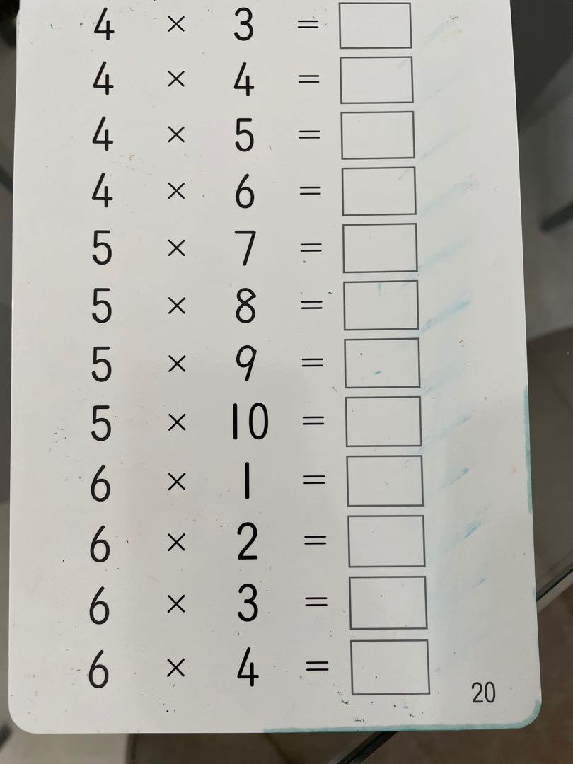 Kumon Multiplication Cards &amp; Chart, Hobbies &amp; Toys, Books &amp; Magazines ...