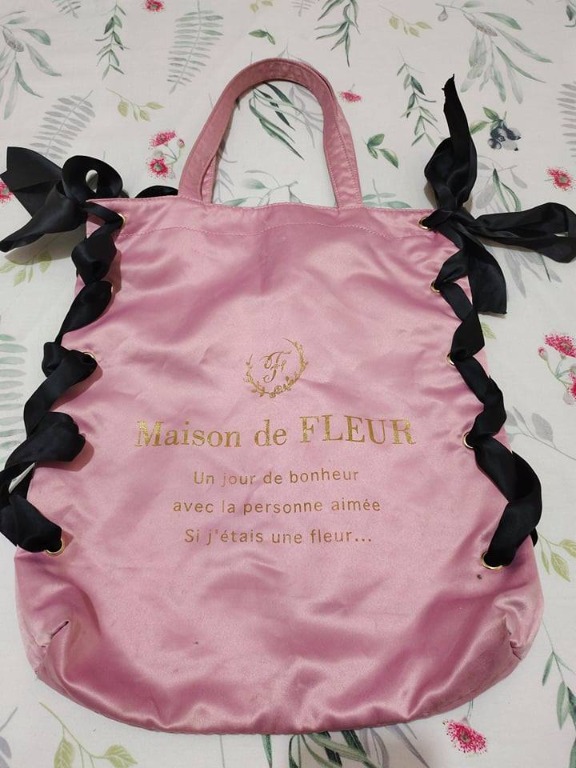 Maison De Fleur Satin Ribbon Tote Bag Large Women S Fashion Bags Wallets Tote Bags On Carousell