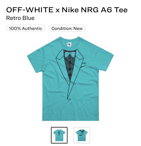 judío limpiar No se mueve Off-White X Nike NRG A6 Tee (Retro Blue), Men's Fashion, Tops & Sets,  Tshirts & Polo Shirts on Carousell