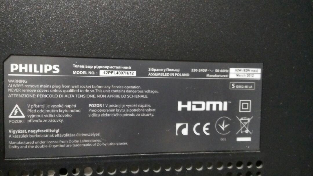 Philips 42" LED TV (42PFL4007H/12), TV & Home Appliances, TV ...