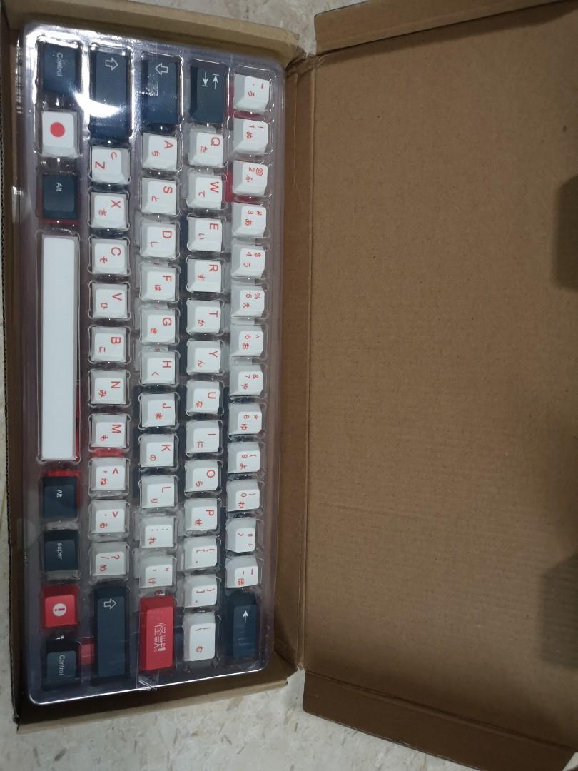 Red on White and Blue PBT keycap set with Japanese sub-legends for ...