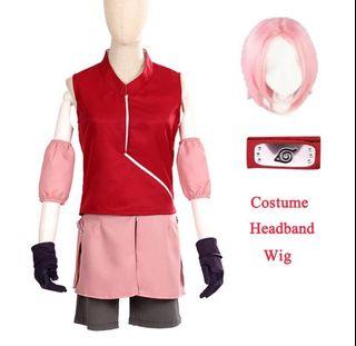 Sakura Haruno from naruto cosplay costume full set with wig