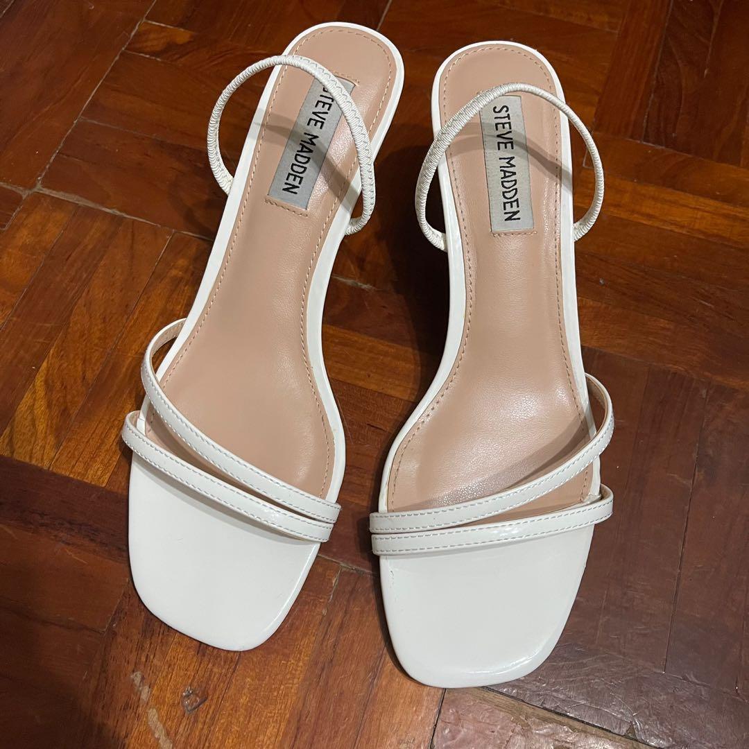 Steve Madden Loft mid heel naked sandal in white