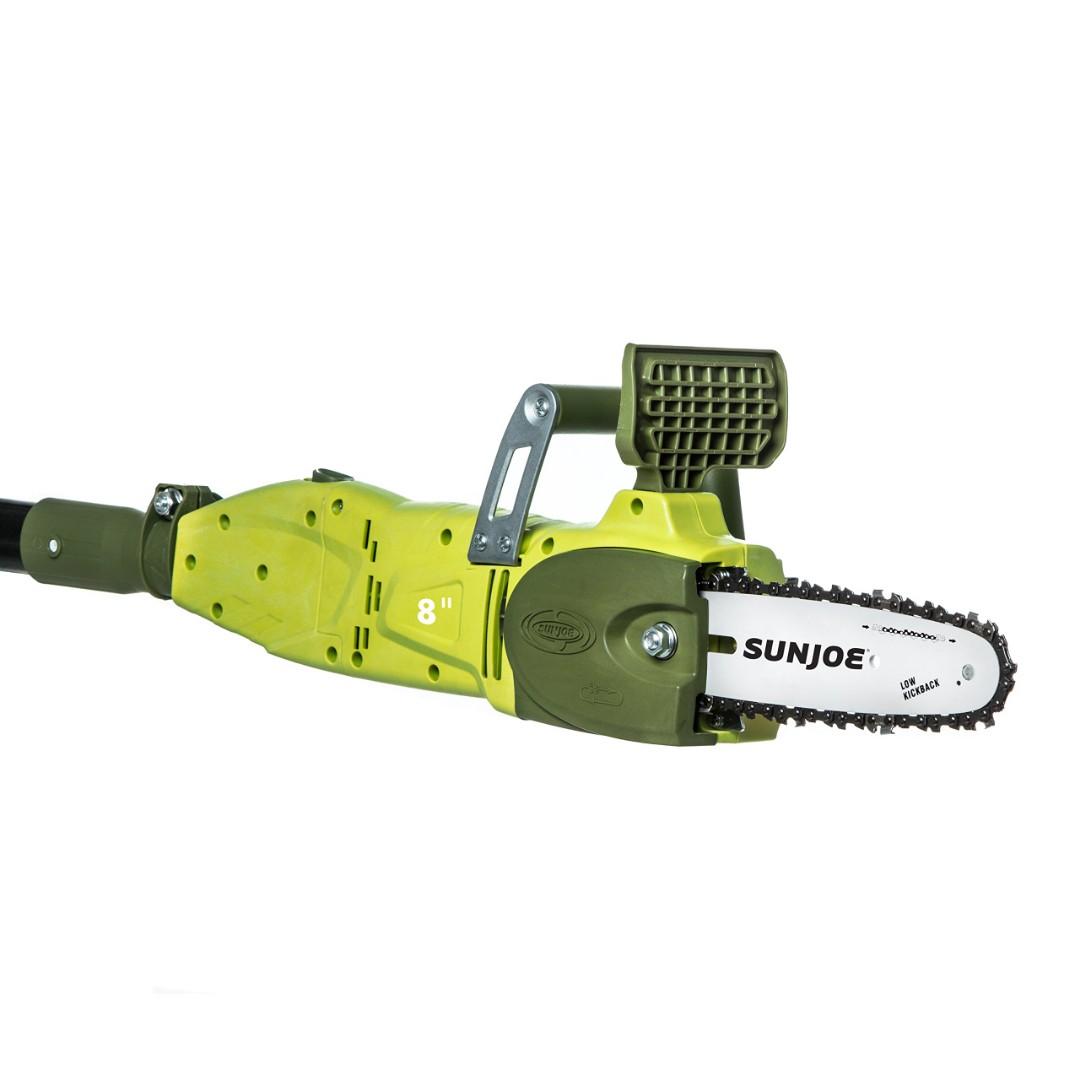 Sun Joe 2 in 1 Convertible Pole Chain Saw (Category: Construction Tools & Equipment) located in Caloocan City. Submitted by dianethriftstore (Listing ID 1095568996, Image 3). Description: The Sun Joe SWJ803E electric pole chain saw takes the danger and difficulty out of trimming your overgrown trees. Stand safely on solid ground and simply adjust SWJ803E’s telescoping pole to go from 5.8 to 8.8 feet for up to 14 feet of overhead reach! Powered by