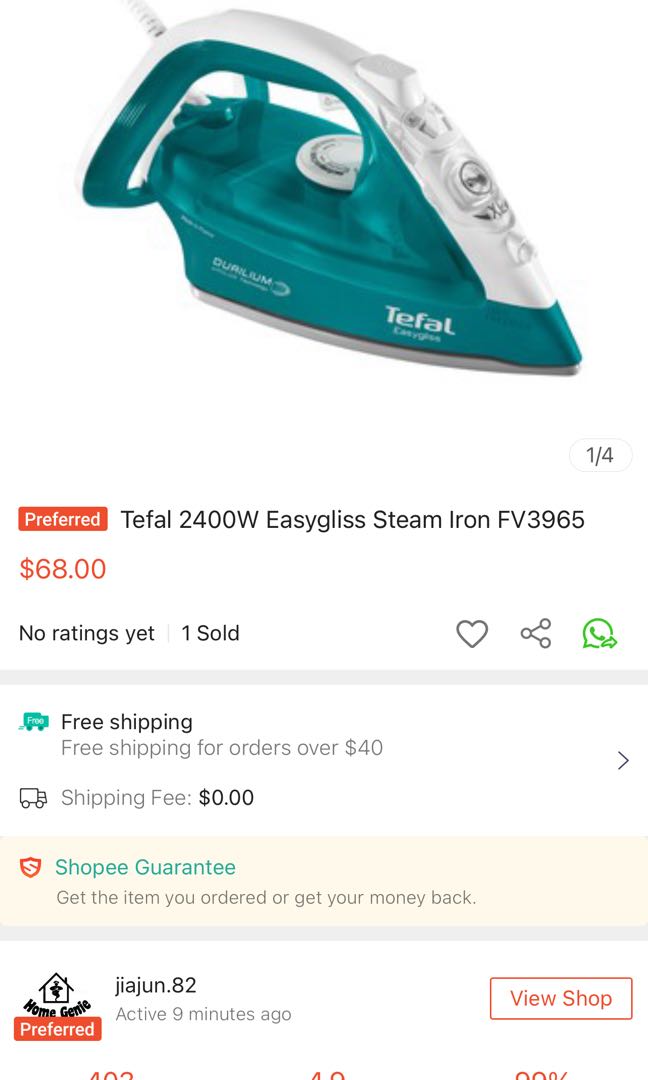 olie waarom niet Midden Tefal 2400W Easygliss Steam Iron FV3965, TV & Home Appliances, Irons &  Steamers on Carousell