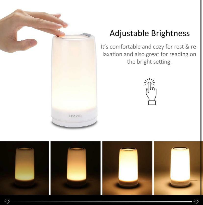 Touch Bedside Table Lamp TECKIN LED Mood Light Dimmable Multicolour Light for Bedroom Living Room Office 3 Level Brightness Best Present for Men Women Teens Children Kids Night Light Furniture Home