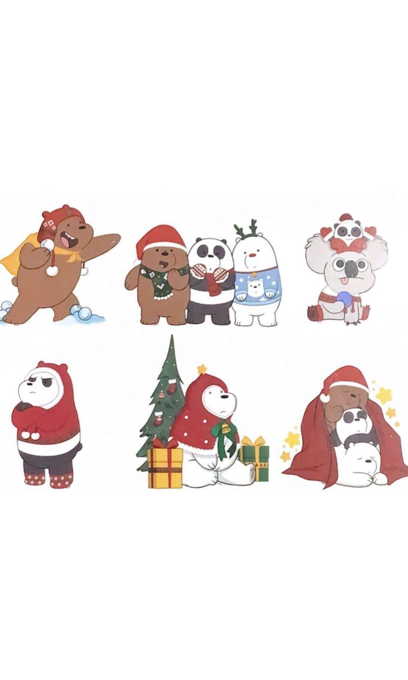 We Bare Bears CHRISTMAS Sticker Set, Hobbies & Toys, Stationery & Craft