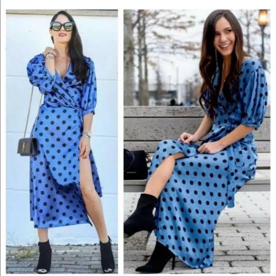 Zara Blue Polka Dot Wrap Dress, Women's Fashion, Dresses \u0026 Sets, Dresses on  Carousell