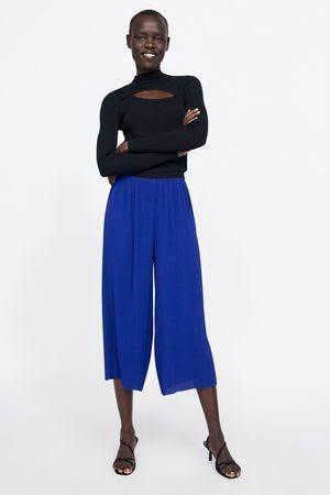 Zara blue pleated trousers clearance