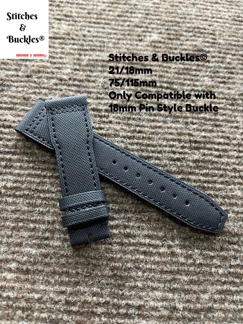 21 18mm Kevlar Leather Strap for IWC Pilot 3717 3777 Chronograph Models