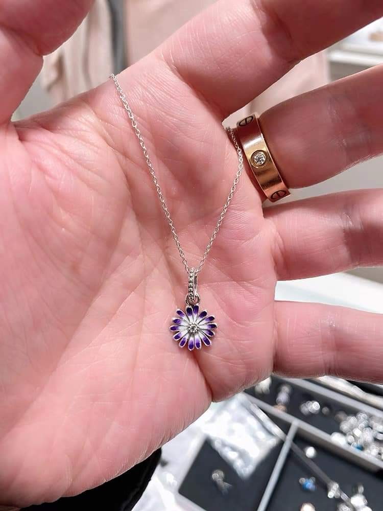 PANDORA purple daisy charm necklace Women s Fashion Jewelry