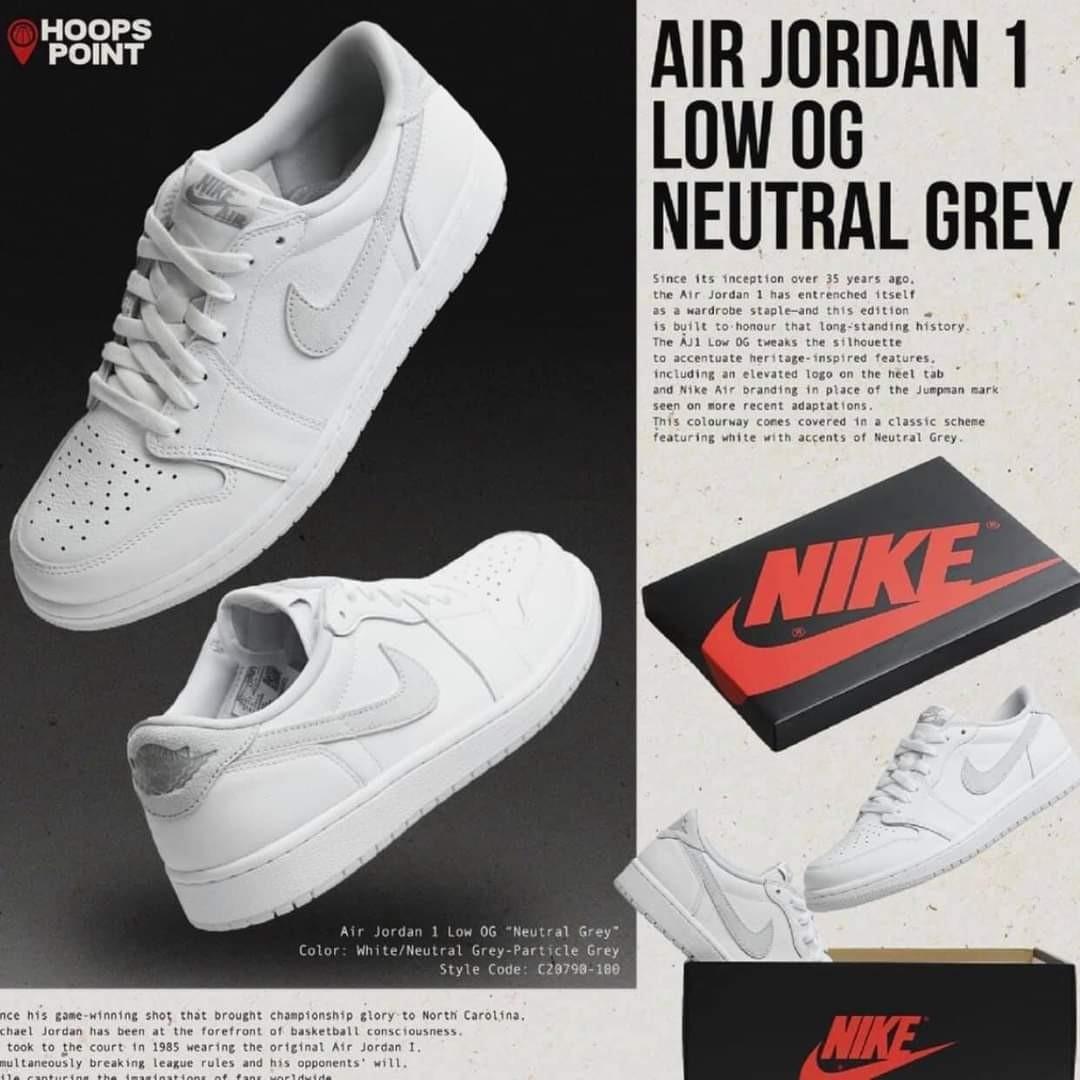 Air Jordan 1 Low Og Neutral Grey Women S Fashion Footwear Sneakers On Carousell